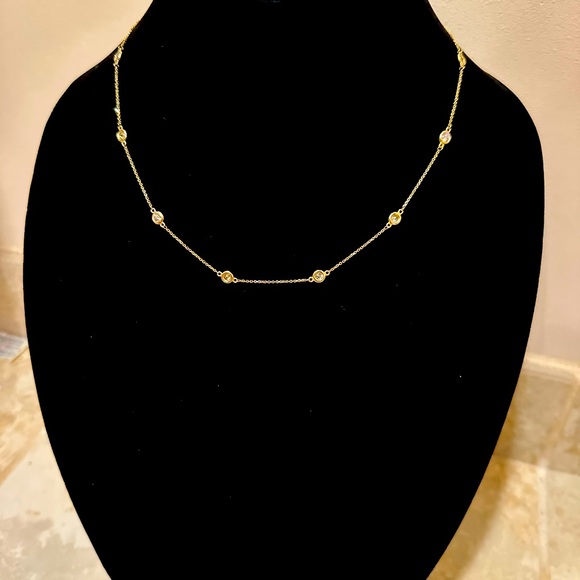 Effy Radiant Value 14k Yellow Gold & 1.5 TCW Diamond Bezel Station Necklace - Picture 1 of 8